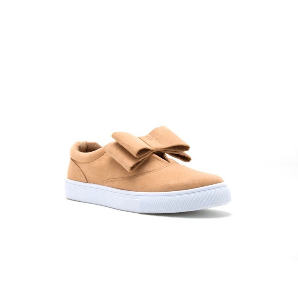 Tan Bow Sneakers